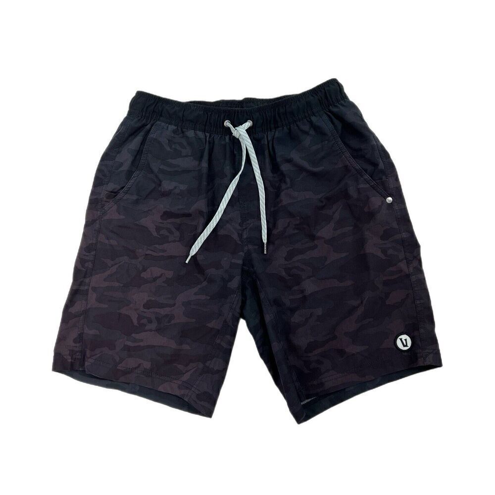 Vuori Shorts Men Small Black Camo 9” Workout Performance Stretch Active Outdoor